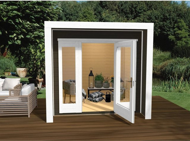 WEKA Gartenhaus Design 263 aus Holz in Grau und Anthrazit mit Flachdach B/H/T: 245 x 227 x 250 cm - Bild 1