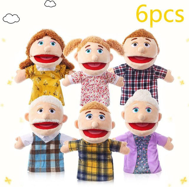 Linyi toy Familien Handpuppen, Plüsch, 12 Zoll, beige - Bild 1