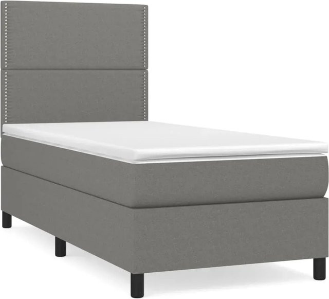 vidaXL Boxspringbett mit Matratze Hybrid Dunkelgrau B/T/H: 90 x 200 x 128 cm - Bild 1