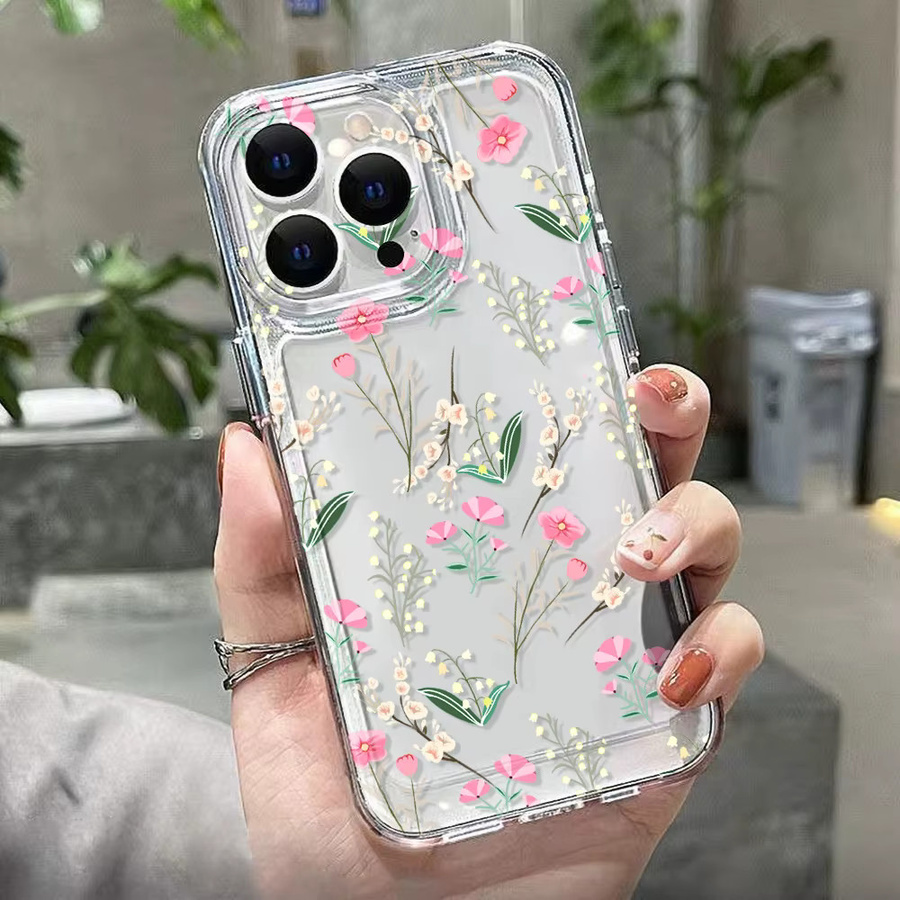 Transparente AKABEILA Silikon-Schutzhülle mit Blumenmuster für iPhone Modelle - Bild 3