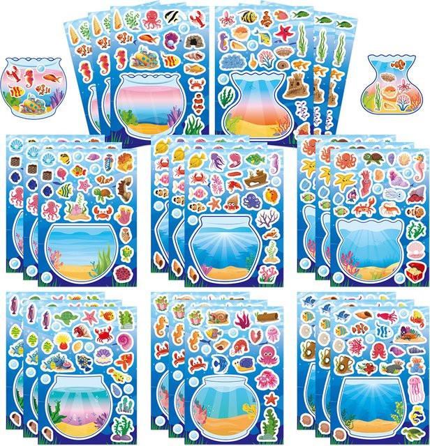 Rspctou Aquarium-Cartoon-Puzzle-Aufkleber, Meerestiere, Bunt / Mehrfarbig - Bild 1