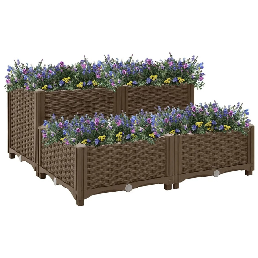 Hochbeet furnicato aus Polypropylen in Braun, B/T/H: 80 x 80 x 38 cm - Bild 2