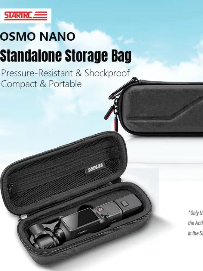 DJI Osmo Pocket 4 Mini-Tragetasche als Reisebox und Schutztasche mit Handschlaufe und Karabiner, Schwarz - Bild 1