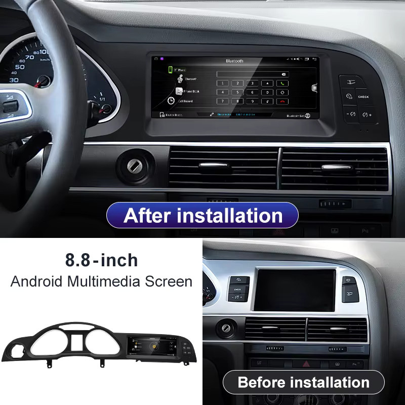 STWEI Multimedia Autoradio mit Android Auto und CarPlay, 8,8 Zoll Display, Schwarz, mit GPS, passend für Audi A6 C6 (2005-2011) - Bild 2