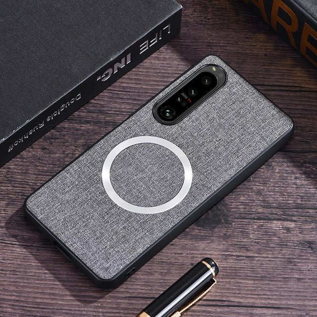 MagSafe Magnetische Lederhülle für Sony Xperia 1 V und Xperia 10 VI in Grau - Bild 1