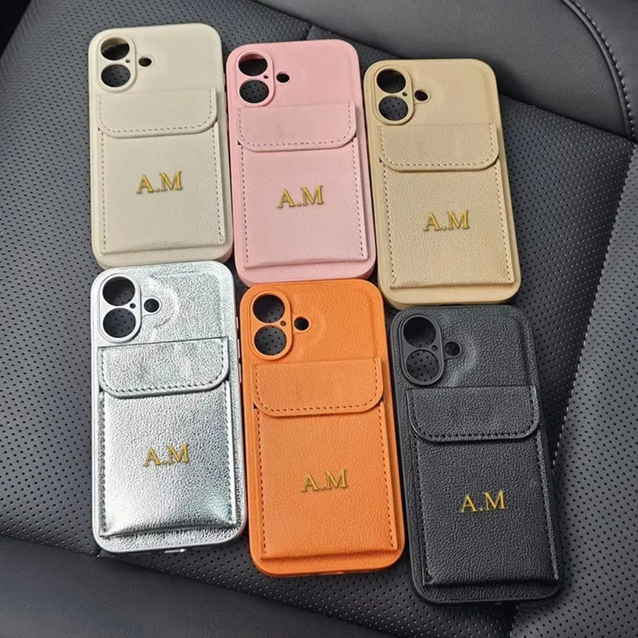 Personalisierte Lederhülle mit Kartenhalter für Apple iPhone in Rot - Bild 1