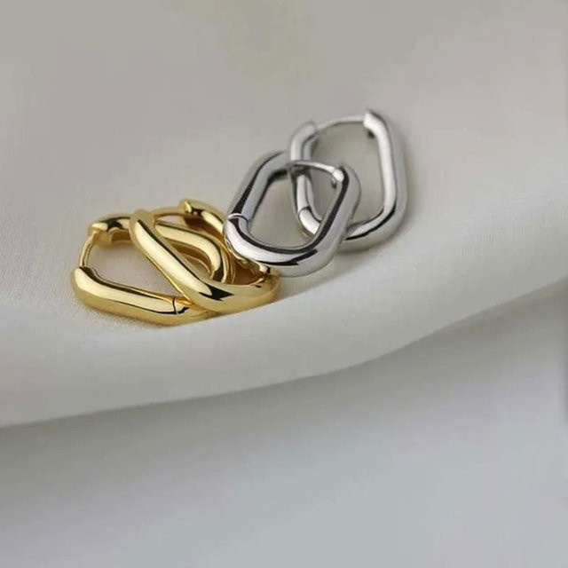 laoloutian Creolen, Gold, geometrische U-Form, Unisex - Bild 1