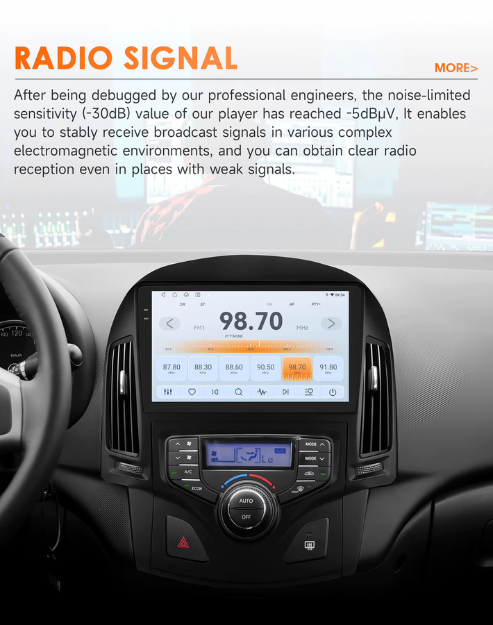 OSSURET Android 14 Autoradio für Hyundai I30 (AT) 2006-2011 mit Octa-Core 2,0GHz, HD-Display und Bluetooth in Schwarz - Bild 4