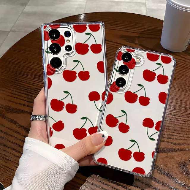 Kirsche bemalte Soft Cover Handyhülle für Samsung Galaxy A56 5G A36 A26 A55 A16 A15 A34 A35 A33 A53 A06 A05s A05 A54 A25 A14 A13 in Rot - Bild 1