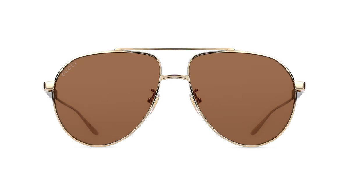 Gucci GG1311S Sonnenbrille Pilot, Vollrand, Metall, Gold, Braun, Unisex - Bild 1