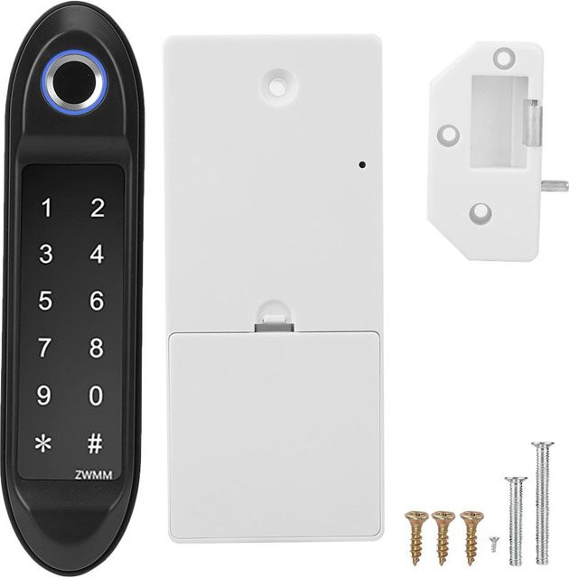 GoolRC Intelligentes Schloss mit biometrischer Fingerabdruck-Entriegelung und Passwort-Funktion für Kleiderschränke und Aktenschränke, Schwarz - Bild 1