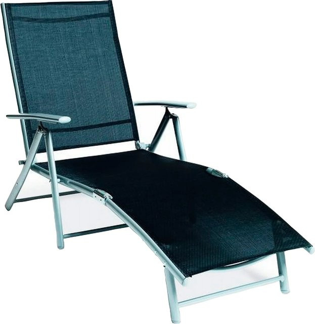 Merxx Deckchair Liegestuhl mit Armlehnen aus Aluminium und Textilgewebe, Schwarz - Bild 3