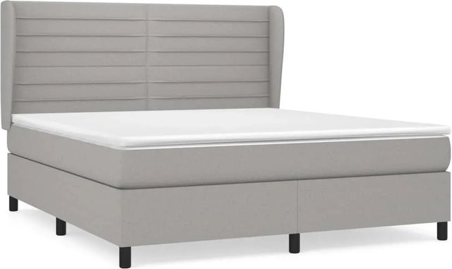 vidaXL Boxspringbett Hybrid mit Matratze und Kopfteil, Hellgrau, B/T/H: 160 x 200 cm - Bild 1