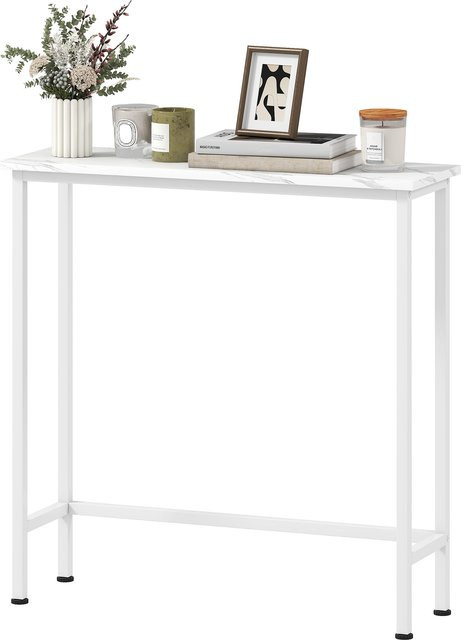 HOMCOM Konsolentisch in Marmoroptik mit verstellbaren Fußpads und Kippschutz, Weiß, B/T/H: 75 x 24 x 76 cm - Bild 1