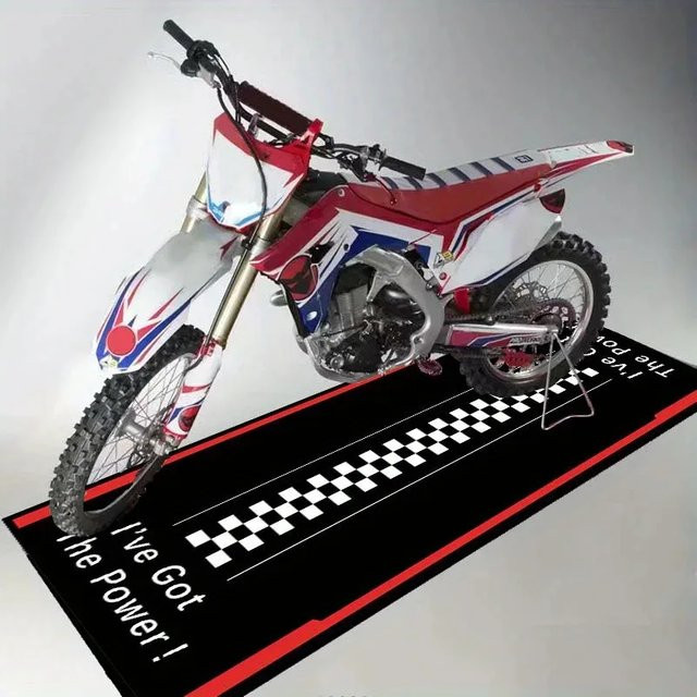 VIKAMA Motorrad-Rennmatte rutschfest in Schwarz mit Checkerboard-Design für Flur und Heimdekoration - Bild 1