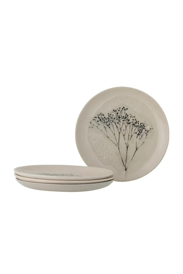 Bloomingville Teller aus Steingut in Natur Bea, Set von 4 Stück, Durchmesser: 22 cm - Bild 1