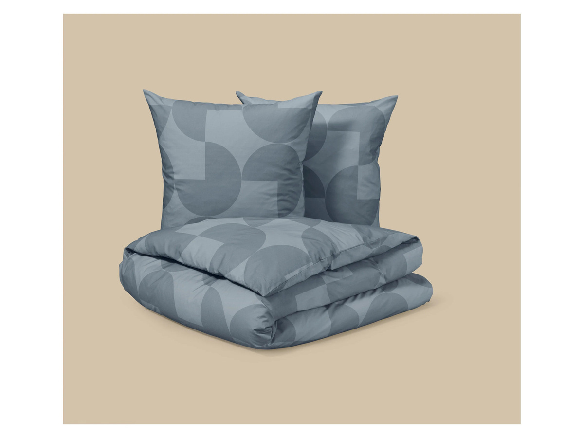LIVARNO Edel-Renforcé-Bettwäsche mit Blumenmuster aus Baumwolle, Blau/Anthrazit, B/H: 200 x 220 cm, inklusive 2 Kissenbezügen (80 x 80 cm) - Bild 2