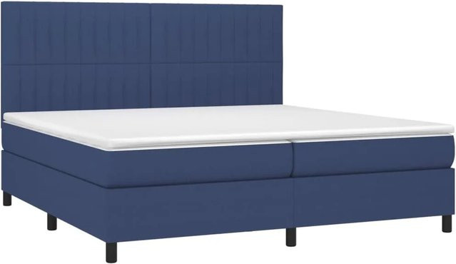 vidaXL Boxspringbett mit Matratze und LED-Beleuchtung in Blau, Hybrid-Bett mit USB-Anschluss und Taschenfederkern, B/T/H: 200 x 203 x 128 cm - Bild 1