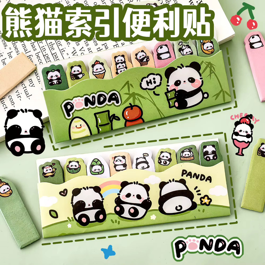 Niedliche Cartoon-Pandas Haftnotizen und Notizindex-Aufkleber in Mehrfarbig - Bild 2
