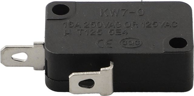 VIBRATITE Mikro-Endschalter KW7-0 16A in Schwarz als Ersatzschalter für Heißluftfritteusen, Mikrowellenherde und Waschmaschinen - Bild 1