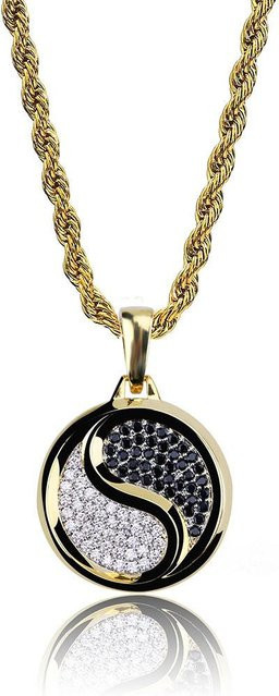 YIRAN Halskette Anhänger, Yin Yang Tai Chi Bagua, Zirkon, Beige, Unisex - Bild 1
