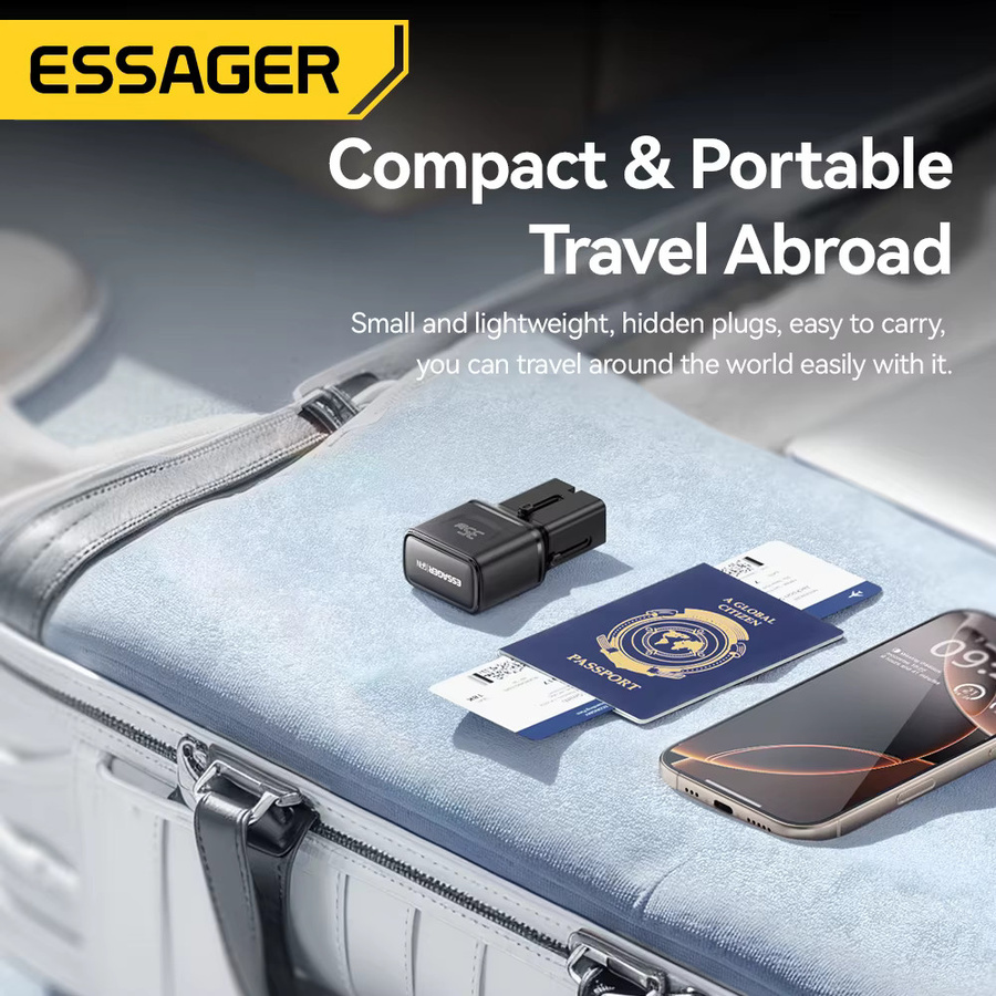 ESSAGER 35W GaN Ladegerät Dual Port Global Travel Adapter in Schwarz mit Multi-Protokoll-Schnellladung für Laptop und Smartphone - Bild 5