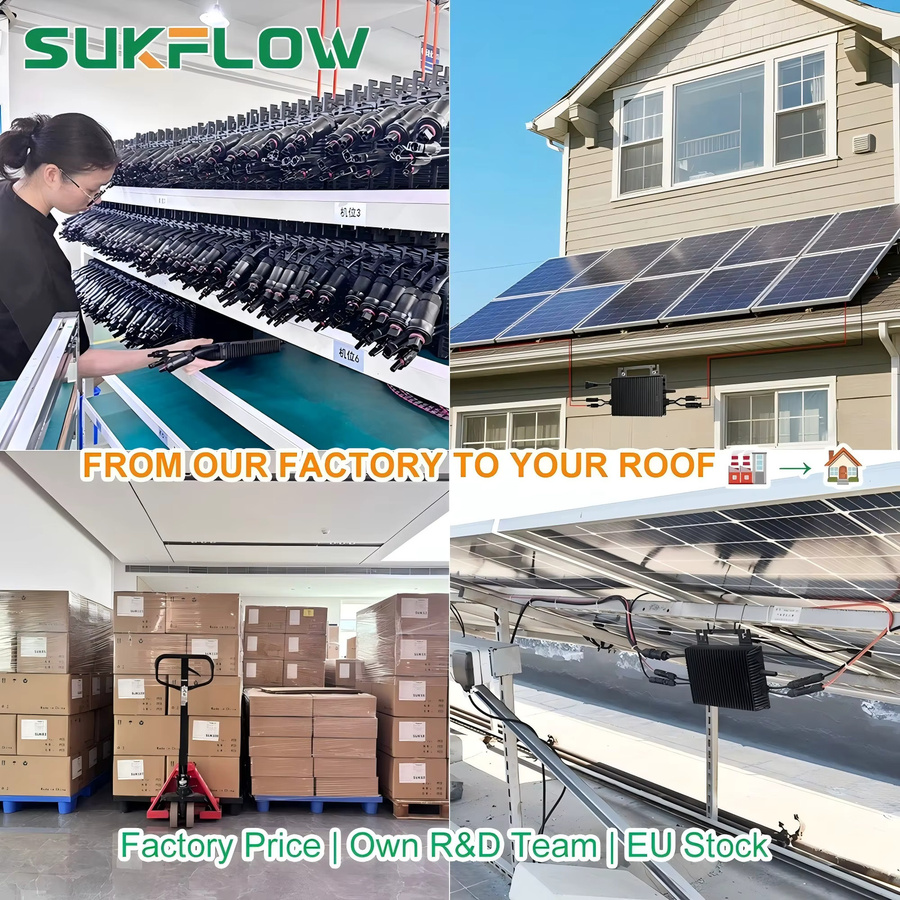Kjeanuu 1000W Solar-Mikro-Stromversorgungskonverter mit MPPT-Technologie, IP67 wasserdichtem Design und WLAN-Überwachung für dein Mobiltelefon, Schwarz - Bild 3