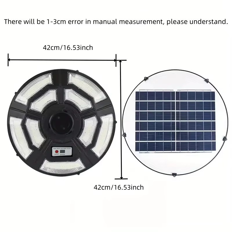 YQCHEZI Solarbetriebene Außen-Hofleuchte in Schwarz mit Bewegungssensor und Dämmerungssensor, moderne UFO-Solarlampe für den Garten - Bild 7