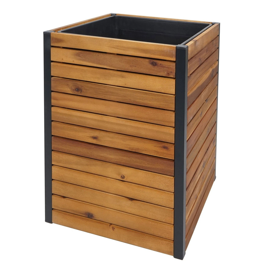 PROREGAL Pflanzkasten Hochbeet aus Akazienholz und Aluminium in Braun für den Außenbereich, H x B x T: 60 x 42 x 42 cm - Bild 2
