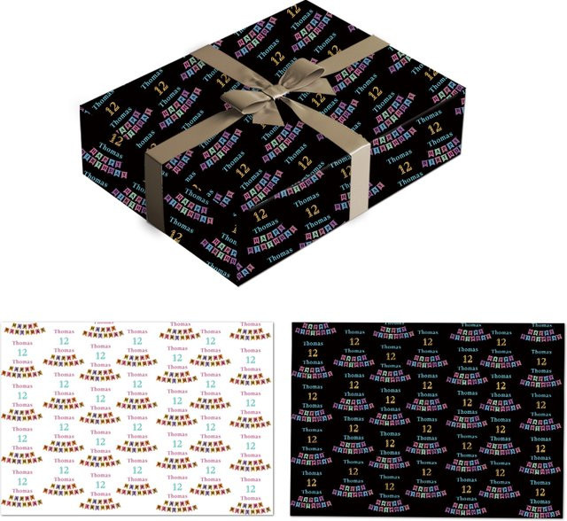 Personalisiertes WEIGAO Geschenkpapier Happy Birthday Motiv in Bunt für Erwachsene - Bild 1