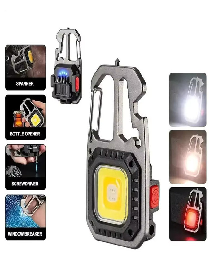 SSET Ultra Schlüsselanhänger Mini COB LED Taschenlampe mit wiederaufladbarem Akku in Grau oder Weiß - Bild 5