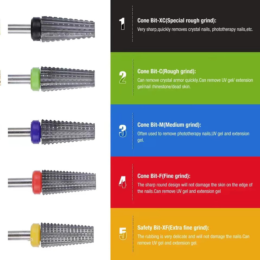 MAOHANG Elektrischer Bohrer aus Wolframkarbid, 5-in-1, zum Entfernen von Acryl-Hartgel-Elektrofolien - Bild 3