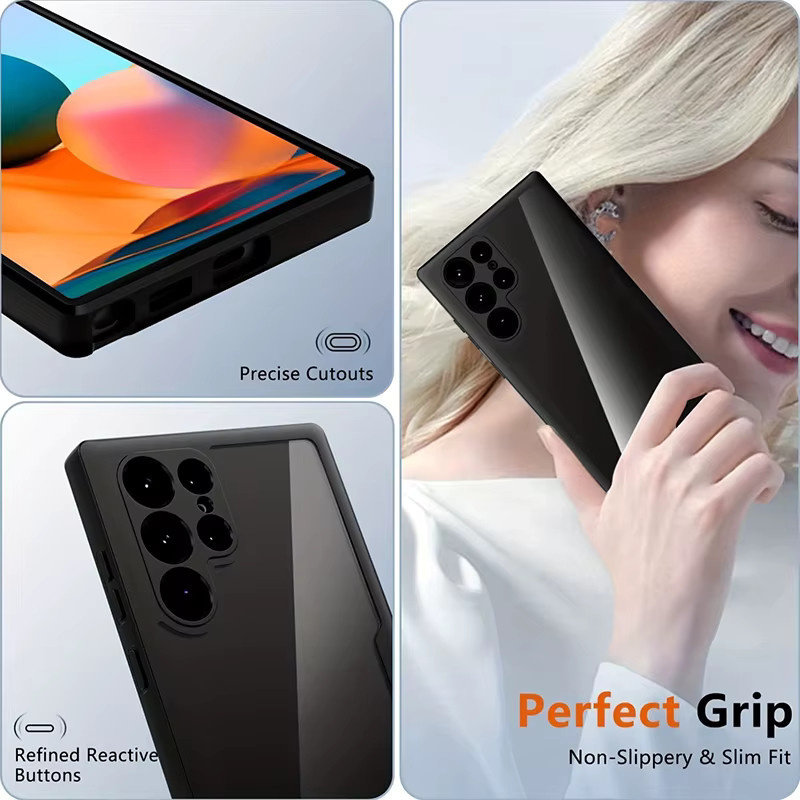 360-Grad Dual-Layer Displayschutzfolie in Schwarz für Samsung Galaxy S25 S24 S23 S22 S21 FE Ultra A56 A55 A54 A53 5G aus PC und TPU - Bild 5