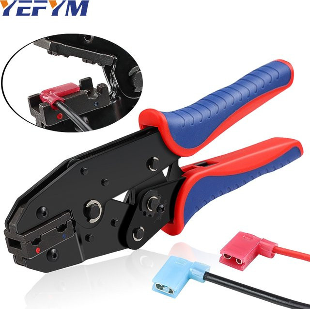 YEFYM Crimpzange YF-07FL für Flaggenklemmen FLDNY1.25/2 und rechtwinklige vorisolierte Flachstecker, geeignet für 18–13 AWG (1–2,5 mm2) - Bild 1