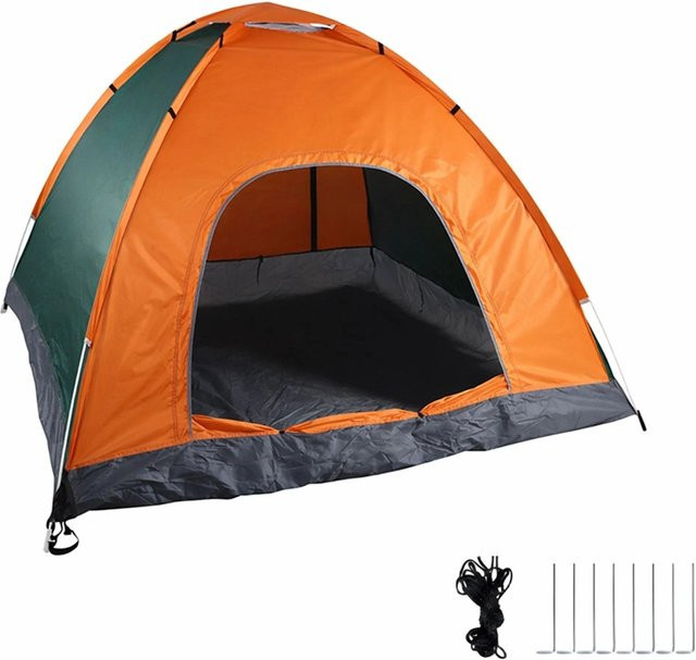 Relaxdays Pop Up Zelt aus Polyester in Orange und Grün mit UV Schutz, B/T/H: 135 x 200 x 200 cm - Bild 1