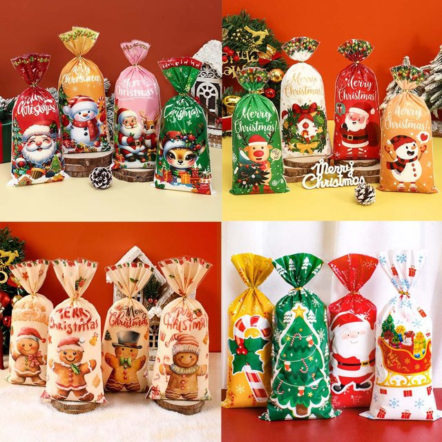 Weihnachts-Süßigkeitentüten mit Weihnachtsmann-Motiv in Rot und Multicolour aus Kunststoff für deine Weihnachtsdekoration und Partyzubehör - Bild 1