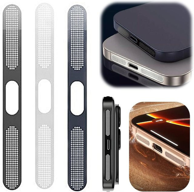 2er-Set Metall Staubschutz-Netz Aufkleber für Apple iPhone 17 Pro und iPhone 17 Pro Max in Silber - Bild 1