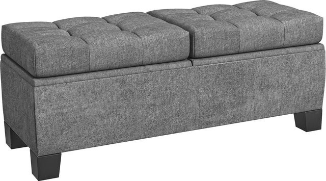 HOMCOM Sitzbank mit Stauraum in Leinenoptik, gepolsterte Aufbewahrungsbox in Grau, B/T/H: 116 x 41 x 47 cm - Bild 1