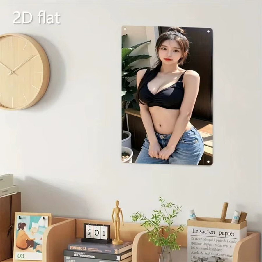 Vintage Metall-Wandkunst CIFBUY mit weiblichem Porträt als 2D-Eisenposter für Wohnzimmer, Schlafzimmer und Büro - Bild 4