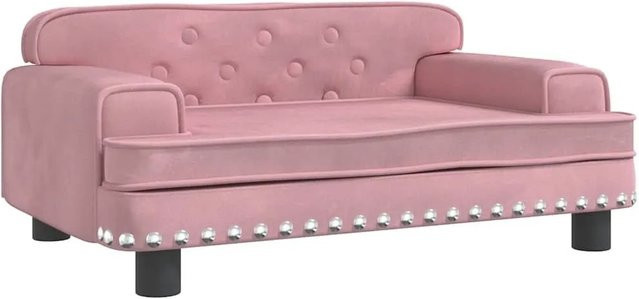 vidaXL Hundebett Sofa aus Samt in Rosa, B/T/H: 70 x 45 x 30 cm - Bild 1