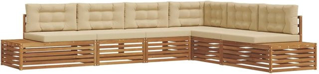 vidaXL Outdoor-Sofagarnitur aus Akazienholz mit Kissen, 19-teiliges Set, Natur und Beige - Bild 1
