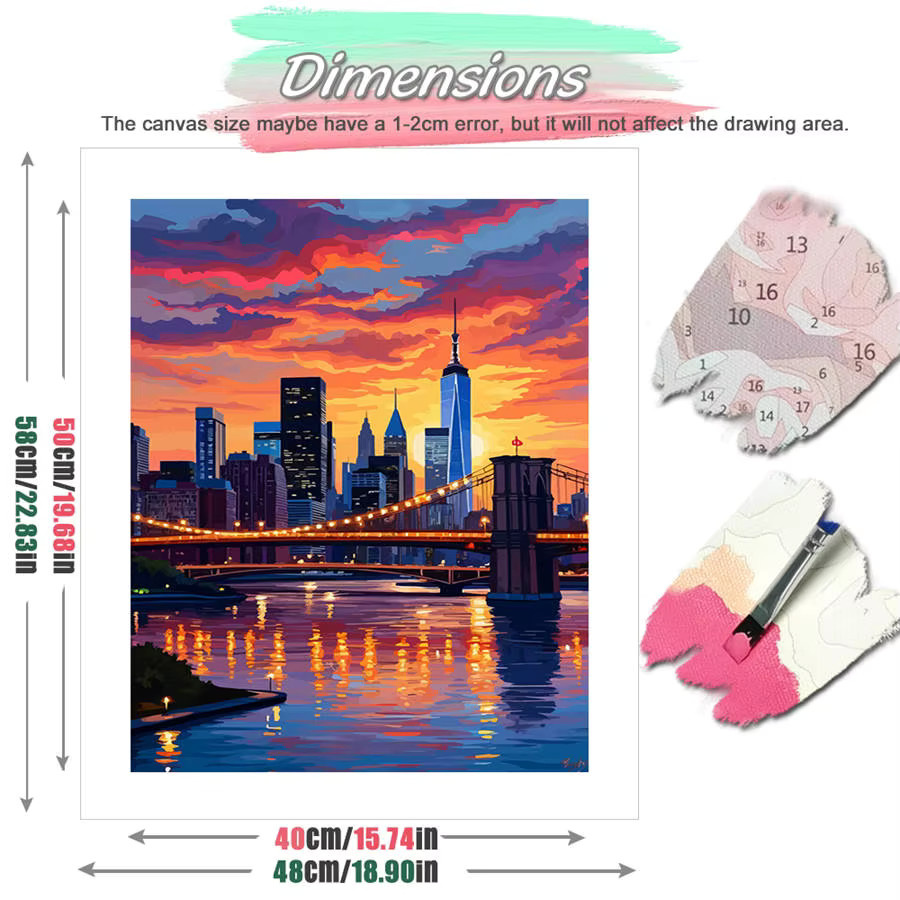 HUACAN Malen nach Zahlen, Sonnenuntergang Stadtbild, DIY-Ölgemälde, Bunt / Mehrfarbig - Bild 2