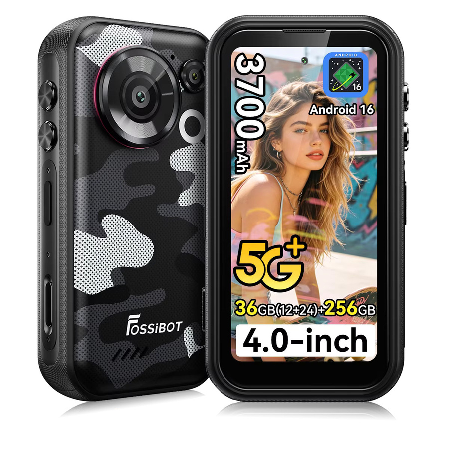 FOSSiBOT F116 Pro 5G Robustes Mini Smartphone in Schwarz mit Dimensity 7300, 256GB Speicher, 4 Zoll HD-Bildschirm, 3700mAh Akku und Android 16, IP68 zertifiziert - Bild 5