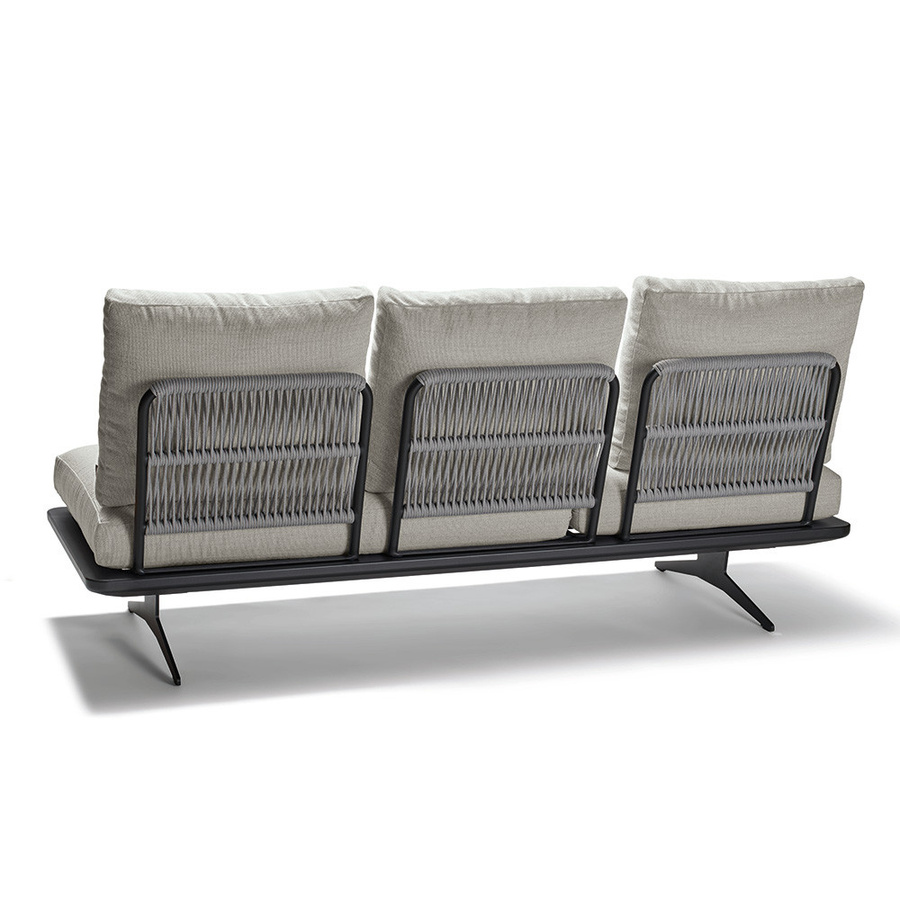 Stern Lounge Liege Enya Aluminium Anthrazit Matt mit Kordel Rückenteilen und Polyacryl Kissenset Macchiato - Bild 2