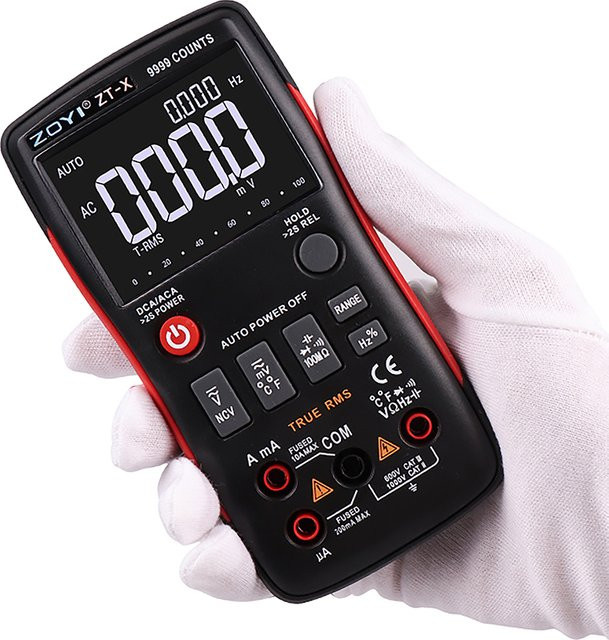 ZOYI ZTX T-RMS Digitales Multimeter mit automatischer Bereichswahl, Voltmeter, Amperemeter, Kapazitätsmessung, Ohmmeter und NCV-Tester in Rot und Schwarz - Bild 1