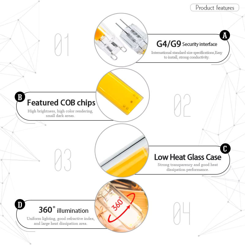 LATTUSO G9 LED Lampe COB mit 9 W, Glas, Transparent, Warmweiß/Kaltweiß - Bild 2