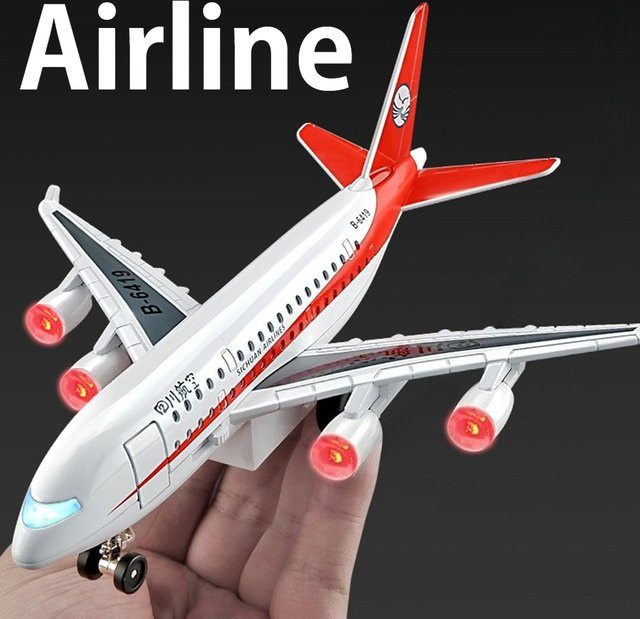 MAKEDA Sichuan Airline China Eastern Airlines A380 Modell Spielzeug, 1:32, Metall, mit Licht und Sound, Zurückziehen - Bild 1