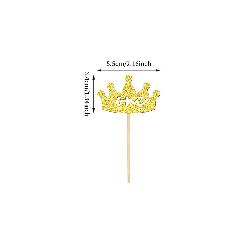 YOMDID 24 Stück Glitzer-Kronen-Cupcake-Topper in Gold für Geburtstag und Babyparty als Kuchenaufsätze und Partydekoration - Bild 5