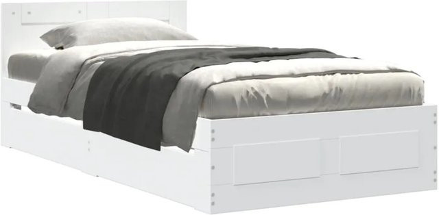 vidaXL Bettgestell mit Kopfteil und Schubladen in Weiß, B/T/H: 100 x 200 cm - Bild 1