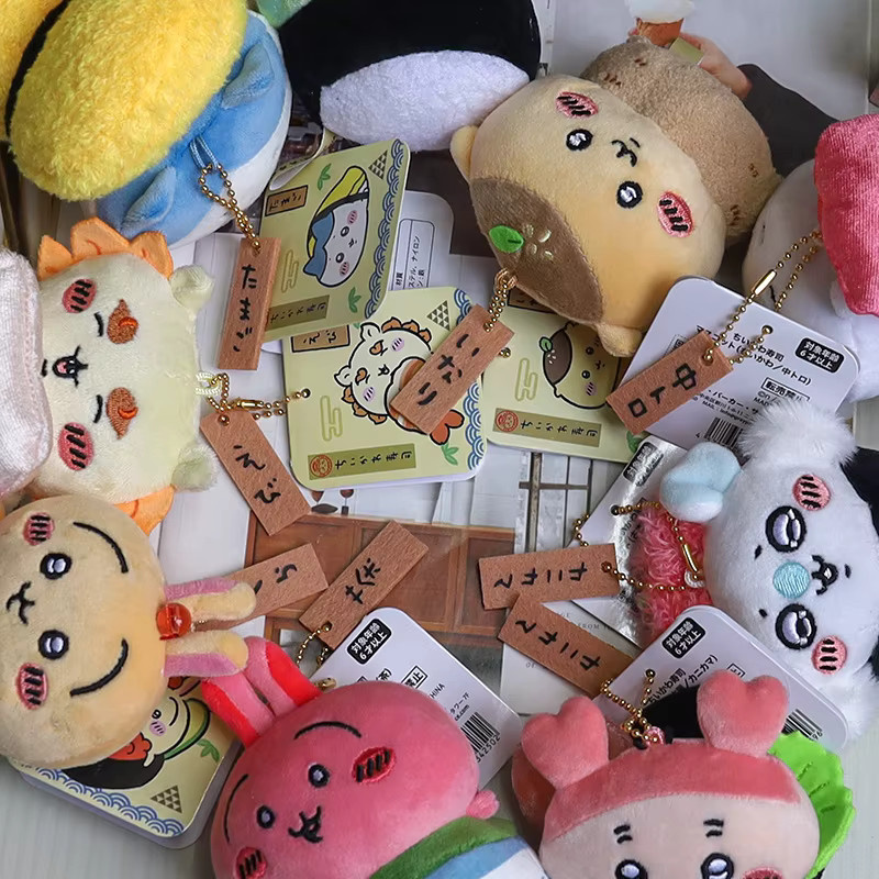 Bandai Sushi Jiyi Plüsch-Anhänger, Plüschpuppe, Usagi Kaviar Hachiware Rakko - Bild 4